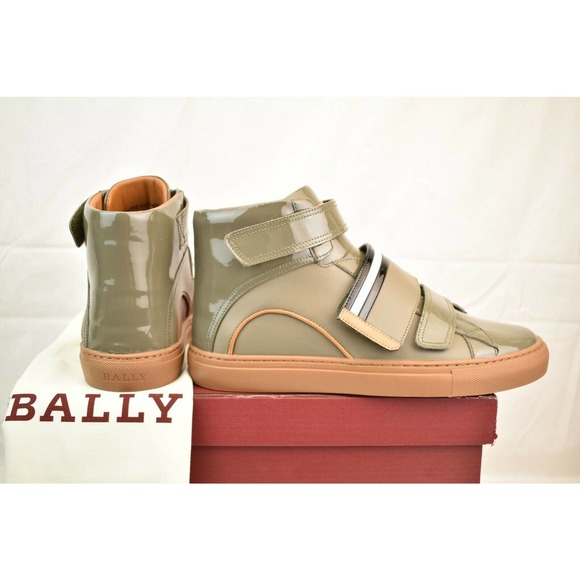 NIB BALLY HERICK SNUFF PATENT LEATHER HI TOP STRIPE LOGO SNEAKERS 9 US 42 main image 10